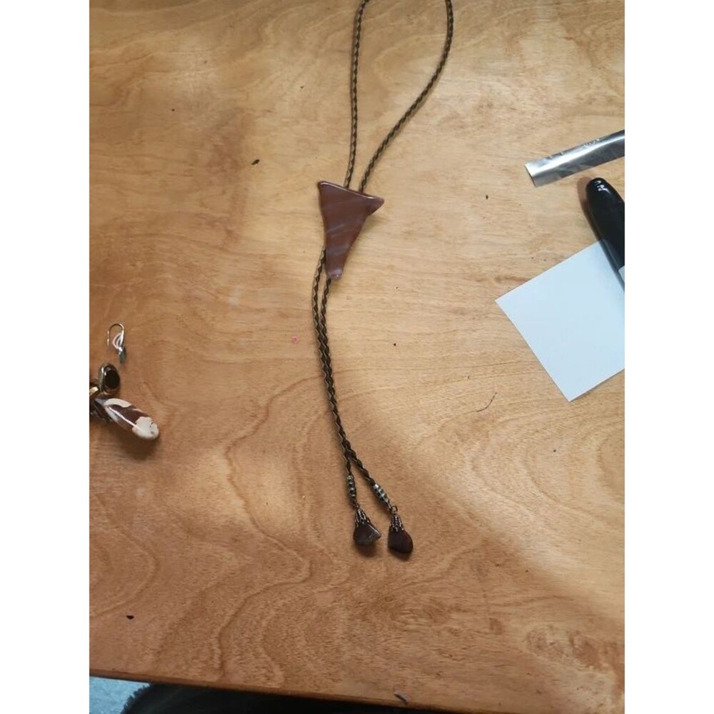 Red and grey jasper fancy bolo tie